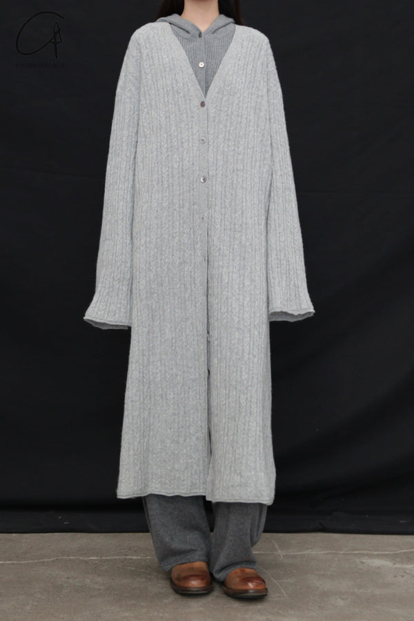 Mutedance 24 Autumn and Winter Long Cashmere Cardigan MD-MD24FW144-GRAY